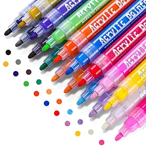 Photo 1 of Acrylic Paint Marker Pens, Emooqi 18 Colors Waterproof Paint Art Marker Pen Set for Rock Painting DIY Craft Projects Ceramic Glass Canvas Mug Metal Wood Easter Egg