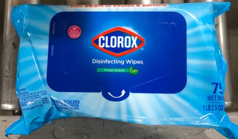 Photo 2 of Clorox Disinfecting Wipes, Bleach Free Cleaning Wipes, Fresh Scent, Moisture Seal Lid, 75 Wipes, Pack of 3 