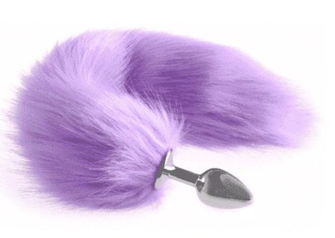 Photo 1 of Faux Fur Stainless Steel Plug Tail - Purple