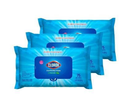 Photo 1 of Clorox Disinfecting Wipes, Bleach Free Cleaning Wipes, Fresh Scent, Moisture Seal Lid, 75 Wipes, Pack of 3 (New Packaging)
