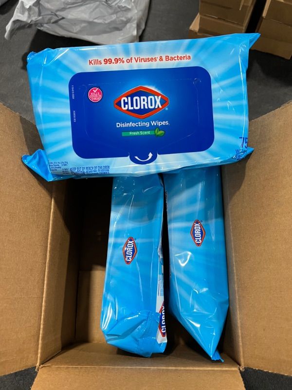 Photo 2 of Clorox Disinfecting Wipes, Bleach Free Cleaning Wipes, Fresh Scent, Moisture Seal Lid, 75 Wipes, Pack of 3 (New Packaging)
