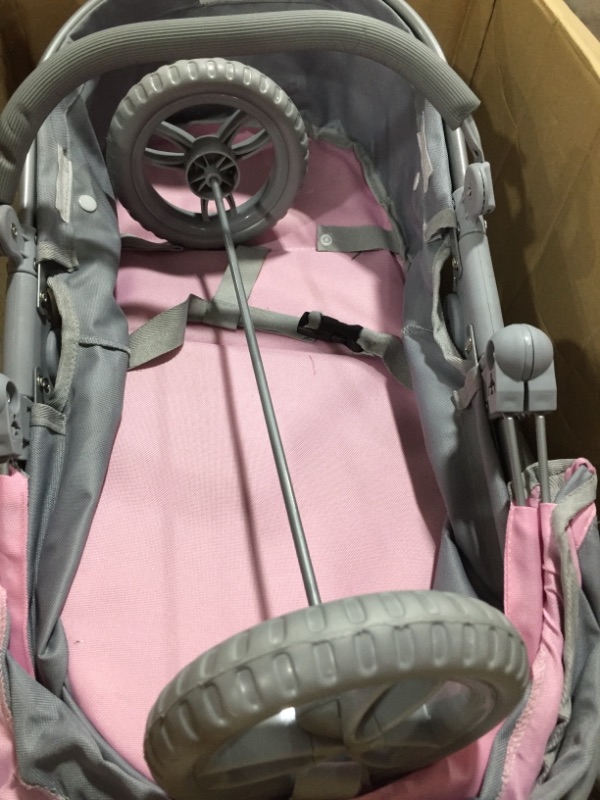 Photo 2 of Badger Basket Daydream Multi-Function Single Doll Pram and Stroller in Grey/Pink