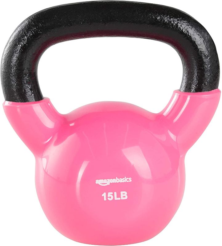 Photo 1 of Amazon Basics Vinyl Coated Cast Iron Kettlebell Weight
