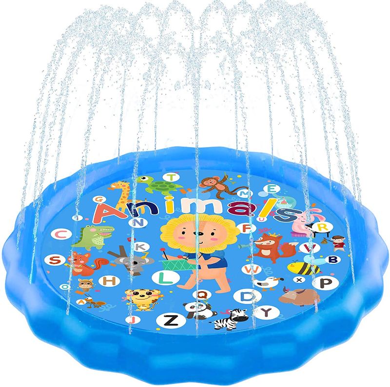 Photo 1 of SplashEZ 3-in-1 Splash Pad, Sprinkler for Kids, and Wading Pool for Learning – Children’s Sprinkler Pool, 60’’ Inflatable Water Toys – “from A to Z” Outdoor Swimming Pool for Babies and Toddlers
