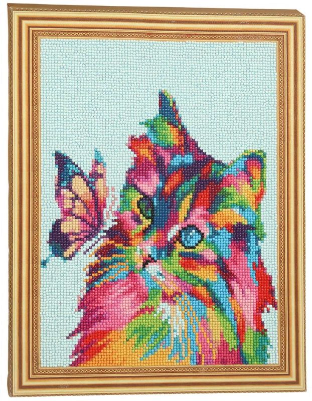 Photo 1 of Elftoyer DIY 5D Diamond Painting by Number Kits,Full Drill Cross Stitch Embroidery Pictures Art Craft for Home Wall Decor GiftColorful Cats and Butterflies12 x 16 inch (Framed)
