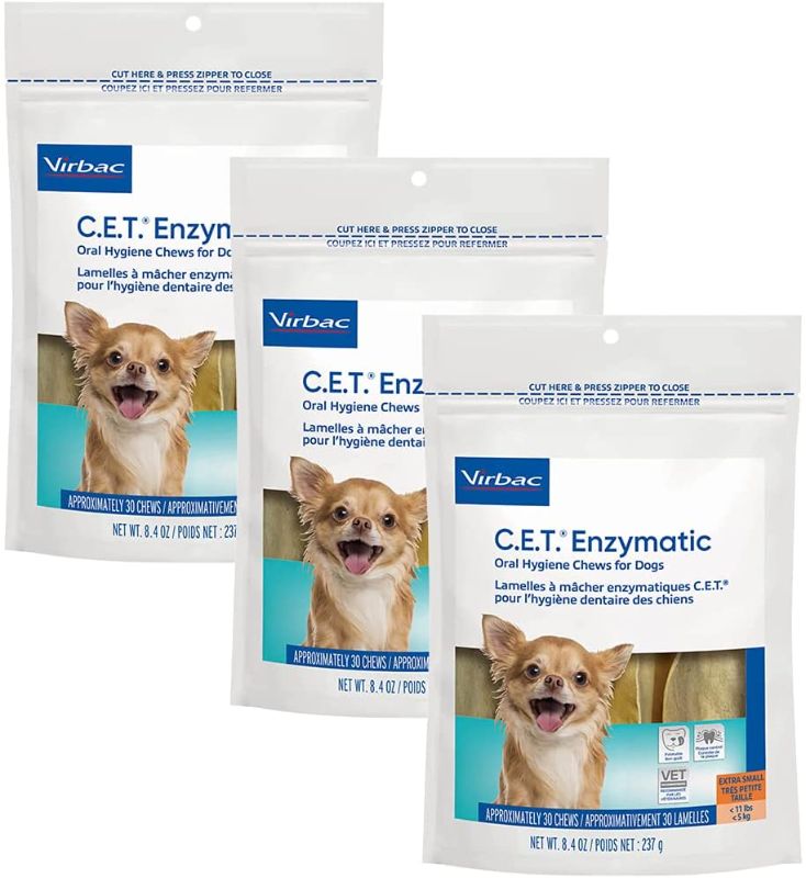 Photo 1 of C.E.T. Cet Enzymatic Oral Chews-Dogs <11 lbs 30Ct 3PK
