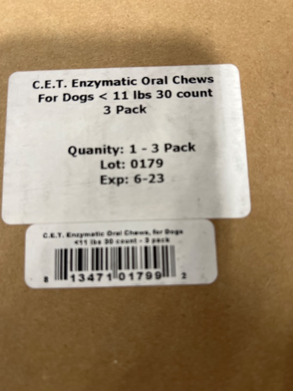 Photo 3 of C.E.T. Cet Enzymatic Oral Chews-Dogs <11 lbs 30Ct 3PK
