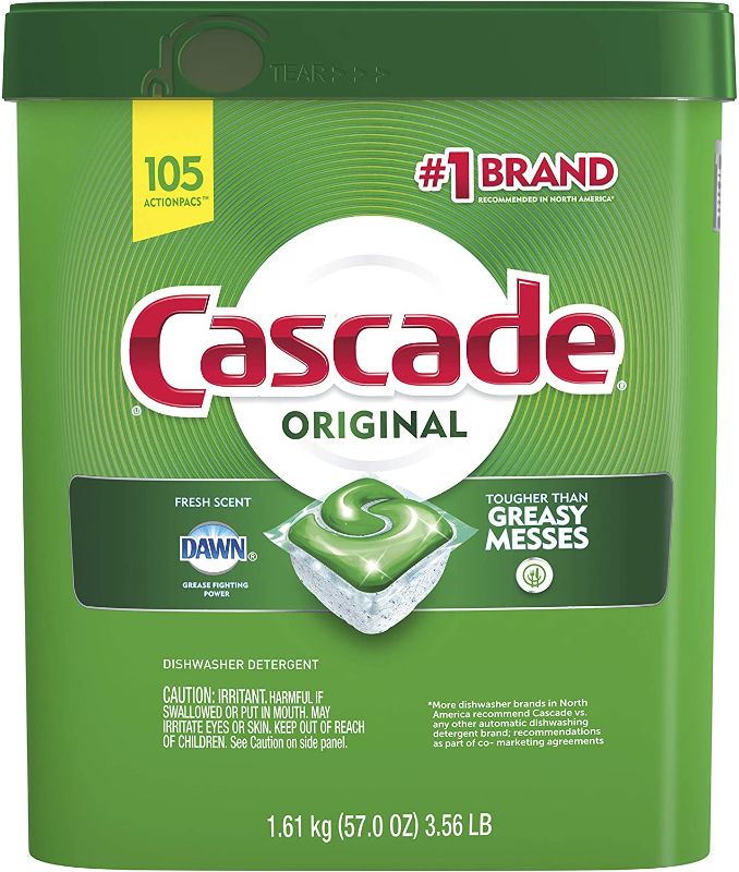 Photo 1 of Cascade Original Dishwasher Pods, Actionpacs Dishwasher Detergent Tablets, Fresh Scent, 105 Count (Packaging May Vary)
