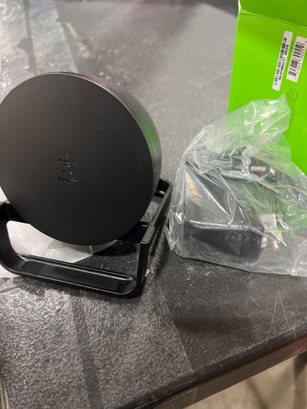 Photo 1 of Belkin Wireless Charging Speaker (Wireless Charging Stand + Bluetooth Speaker Charger) Charge While Listening to Music, Streaming Videos, Video Calls, Black, 10W Stand + Speaker
