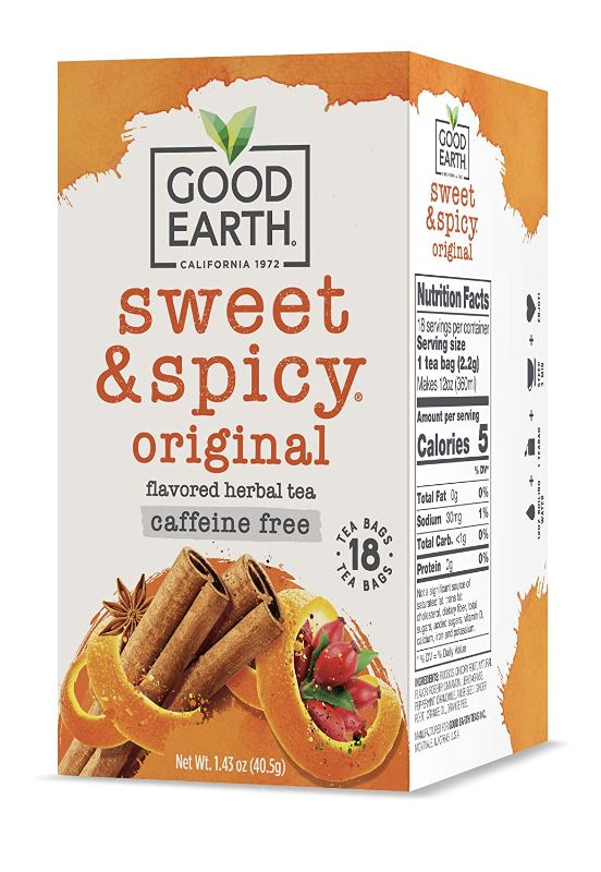 Photo 1 of Good Earth Herbal Tea, Sweet & Spicy, Caffeine Free, Packaging May Vary, 18 Count, Pack of 6 **BEST BY: 07/22/2022**
