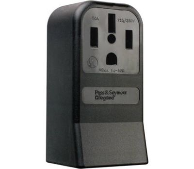 Photo 1 of Pass & Seymour 3854CC6 50 Amp Black 3 Pole 4 Wire Grounding Surface Mount Range Outlet
