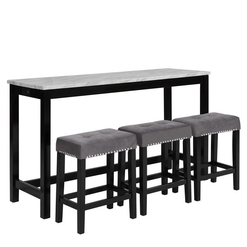 Photo 5 of Celeste D400-B3S-GRY Theater Bar Table w/ 3 Stools - Gray (Dinettes - 4-Piece)
