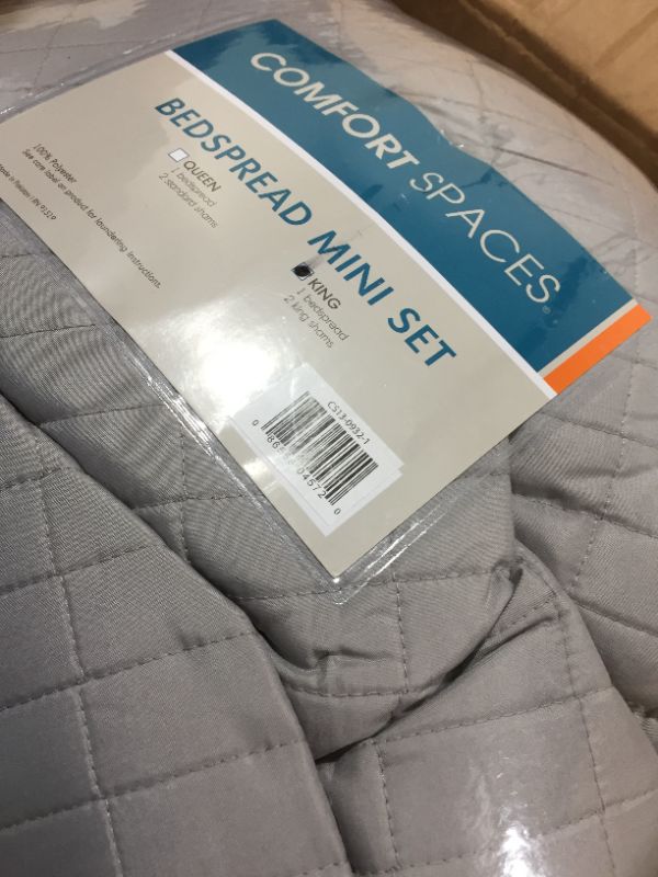 Photo 2 of Bedspreads King Overize Quilt Set - Casual Kienna 3 Piece Lightweight Filling Bedding Cover - Gray Stitched Quilt Pattern - All Season Hypoallergenic - Oversized King Coverlet 120" W x 118" L