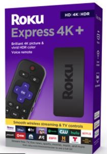 Photo 1 of Roku Express 4K+ Streaming Player 4K/HD/HDR with Smooth Wi-Fi®, Premium HDMI® Cable, Voice Remote | 2021