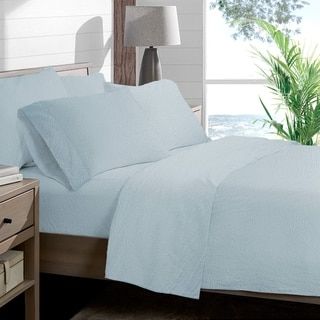 Photo 1 of Bare Home Sandwashed Microfiber Sheet Set (King, Dusty Blue)