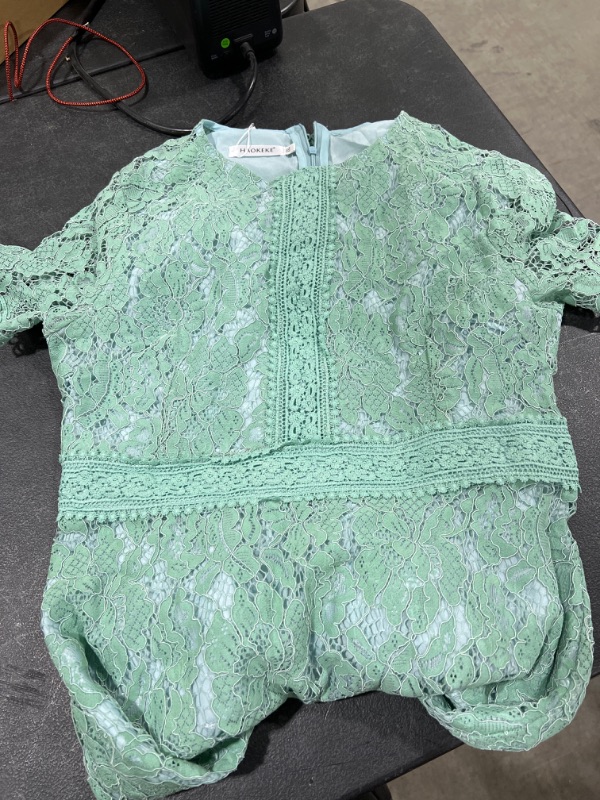 Photo 2 of HAOKEKE Green/Blue Lace Dress Size XXL