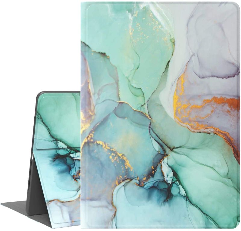 Photo 1 of  Leather iPad 10.2 Case 2020 2019 Tablet, Green Marble