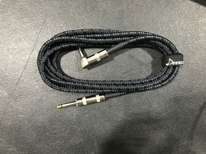 Photo 2 of Donner Guitar Cord Amp Cable 10 ft for Guitar Bass Electric Guitar Instrument Amplifier Audio, 1/4 Right Angle to Straight, Black and blue