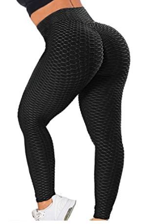 Photo 1 of black Leggings for Women Butt Lifting Sexy Textured Booty Tights High Waist Yoga Pants size L