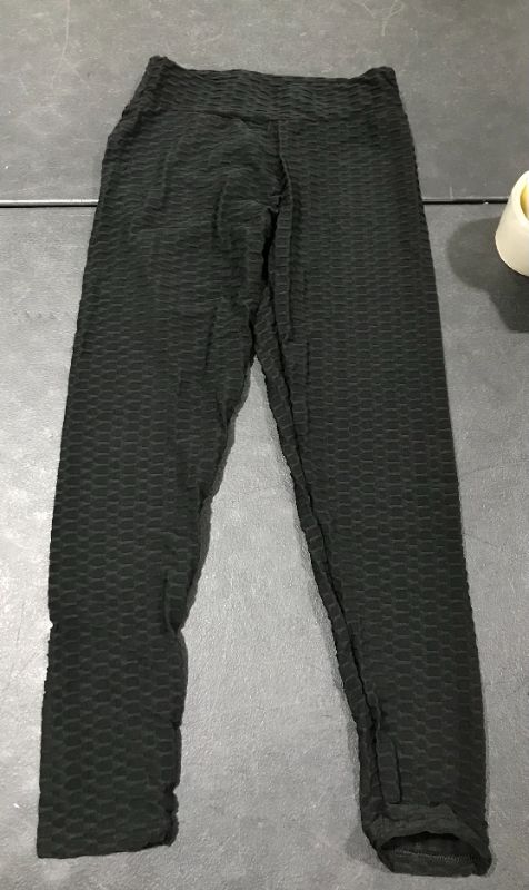 Photo 2 of black Leggings for Women Butt Lifting Sexy Textured Booty Tights High Waist Yoga Pants size L