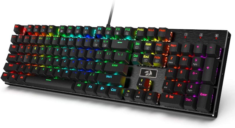 Photo 1 of Redragon K556 RGB LED Backlit Wired Mechanical Gaming Keyboard, Aluminum Base, 104 Standard Keys