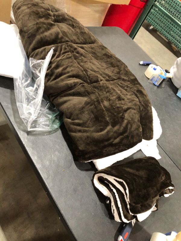 Photo 1 of Amazon Basics Ultra-Soft Micromink Sherpa Comforter Bed Set - Chocolate, Full/Queen