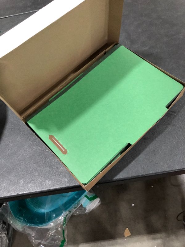 Photo 2 of Pendaflex Classification Folders, Standard, 2 Dividers, Embedded Fasteners, 2/5 Cut Tab, Dark Green, Legal, 10/BX (29033)