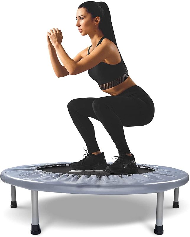 Photo 1 of BCAN 38" Foldable Mini Trampoline, Fitness Trampoline with Safety Pad, Stable & Quiet Exercise Rebounder for Kids Adults Indoor/Garden Workout Max 300lbs