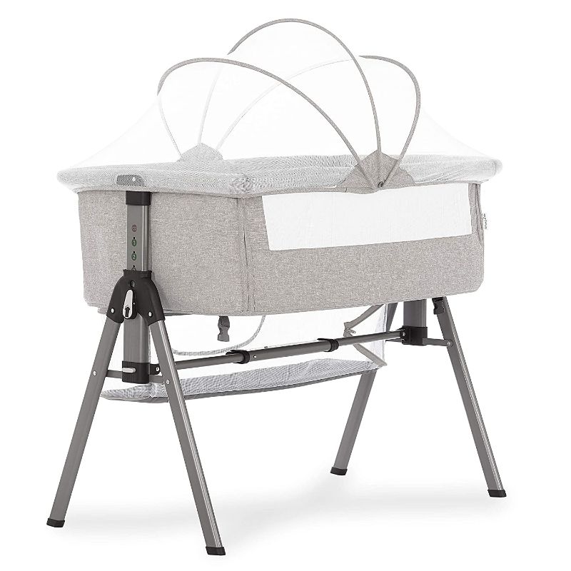 Photo 1 of Dream On Me Lotus Bassinet & Bedside Sleeper in Grey