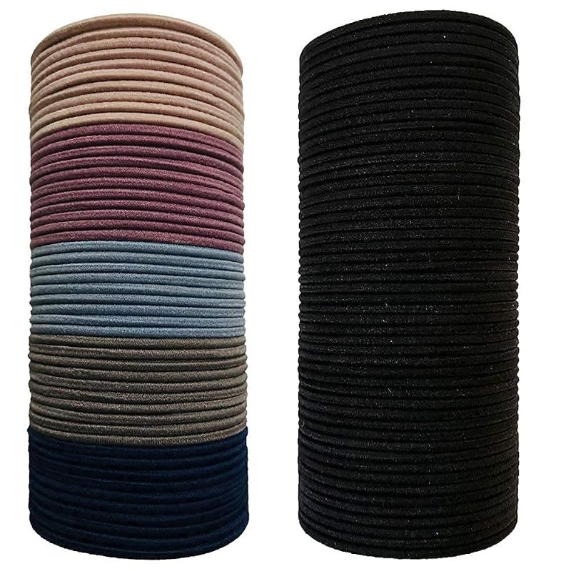 Photo 1 of 4.5 PACK Hair Ties, 450pcs  - 100 Pcs 2mm Black Rubber Hair Bands for Ponytail (2mm, colors)