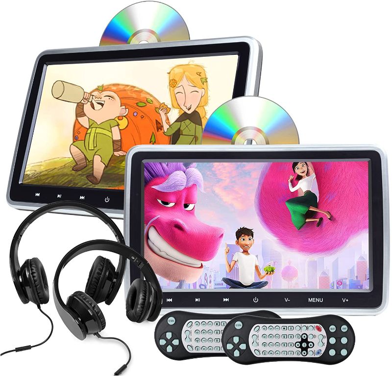 Photo 1 of 2022 Universal Vehicle Headrest Monitor, Eonon Portable Headrest DVD Player for Kids with Dual Screen, Built-in HDMI Input, Support USB/SD/Touch Buttons, Fast Installation 10.1 Inch