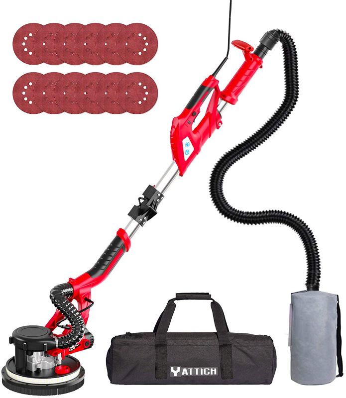 Photo 1 of YATTICH Drywall Sander, 750W Electric Sander with 12 Pcs Sanding discs, 7 Variable Speed 800-1750 RPM Wall Sander with Extendable Handle, LED Light, Long Dust Hose, Storage Bag and Work Glove, YT-916
