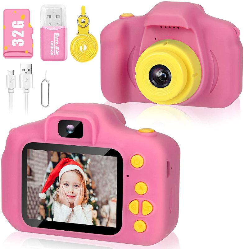 Photo 1 of Desuccus Kids Camera Toys for Girls Camera for Kids Little Girls Digital Camera Toy Video Recorder for Girls Christmas Birthday Gifts for Girls Age 3-8 Year Old 32GB SD Card 5 Fun Games(Pink)