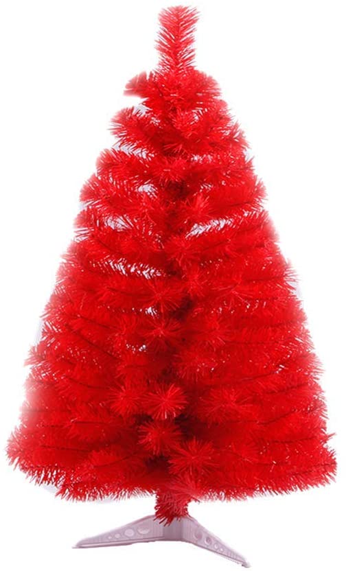 Photo 1 of Artificial Christmas Tree, PVC Leg Stand Base Foldable Xmas Desk Pine Tree for Festival Decoration (2ft,Red)
