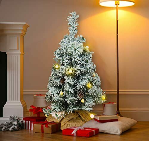 Photo 1 of Christmas Tree Light Artificial Pre-Lit Snow-Flocked Pine with 20 Warm White
