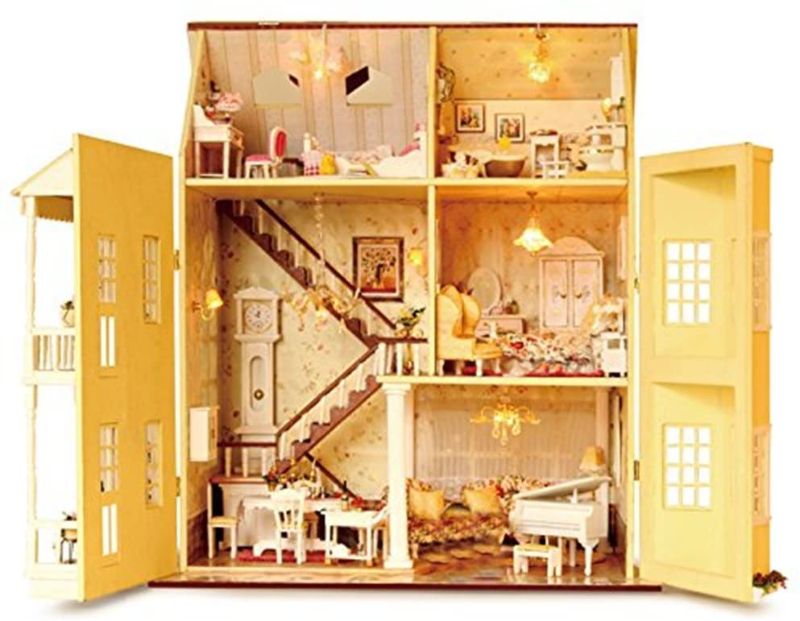 Photo 2 of Flever Dollhouse Miniature DIY House Kit Manual Creative with Furniture for Romantic Artwork Gift-Great Villa (Fairy Homeland)
