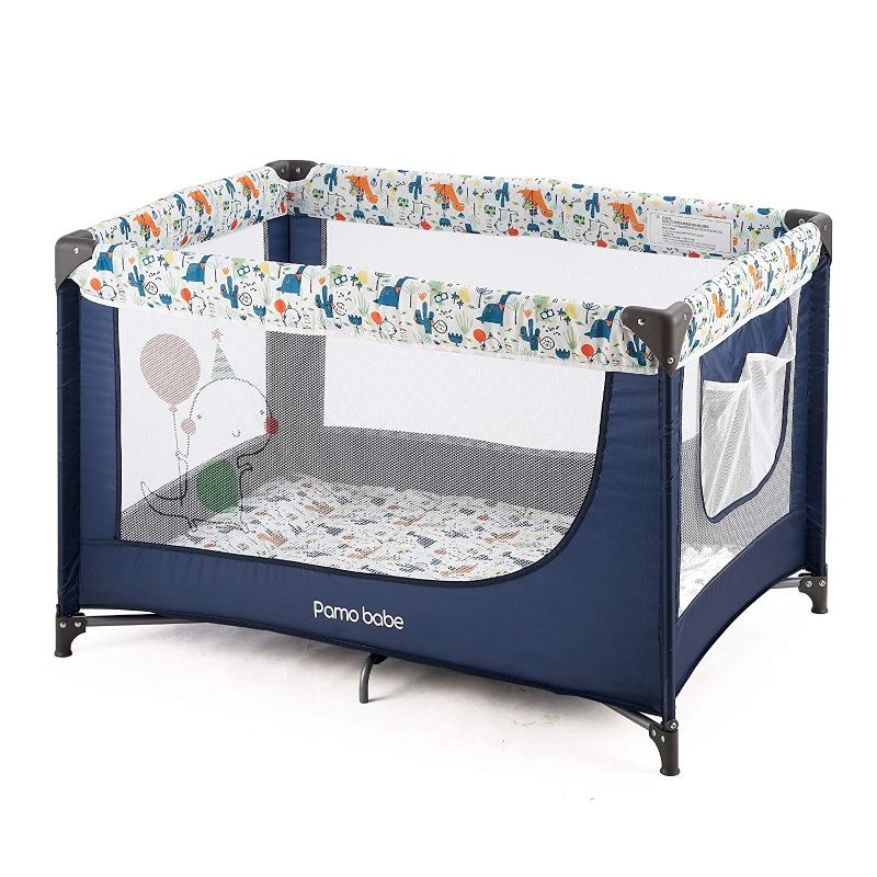 Photo 1 of Pamo Babe Comfortable Playard,Sturdy Play Yard with Mattress(Blue)
