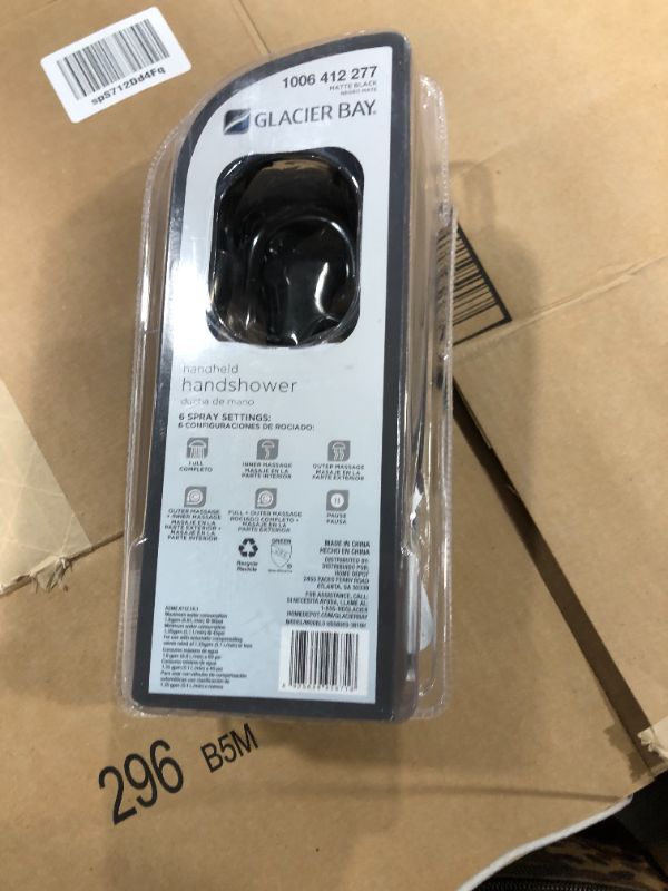 Photo 1 of 6-Spray Patterns with 1.8 GPM 3.6 in. Wall Mount Handheld Shower Head in Matte Black

