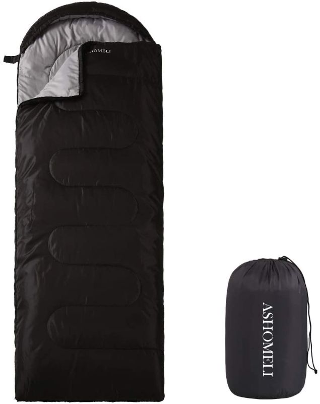 Photo 1 of ASHOMELI Sleeping Bag for Adults, Boys & Girls, Lightweight Waterproof Compact, Great for 3 Season Warm & Cold Weather, Car Camping, Hiking, Backpacking, Outdoors
