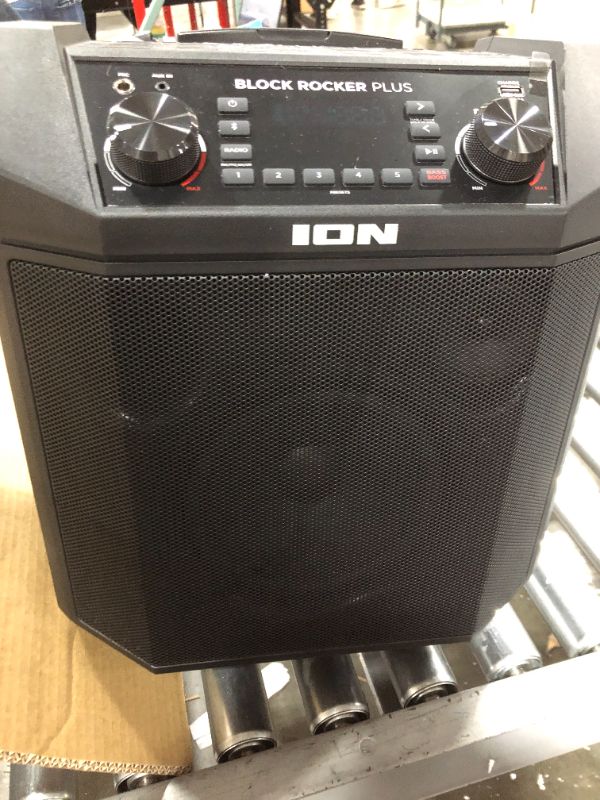 Photo 3 of ION Audio Block Rocker Plus - Portable Bluetooth Speaker 100W W/Battery, Karaoke Microphone, AM FM Radio, Wheels & Telescopic Handle and USB Charging
