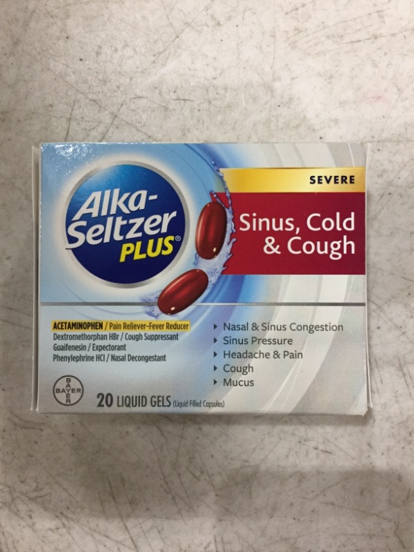 Photo 2 of Alka-Seltzer Plus Severe Sinus, Cold & Cough Liquid Gels, 20 Count
