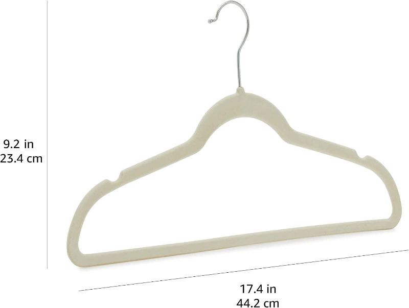 Photo 1 of Amazon Basics Slim, Velvet, Non-Slip Suit Clothes Hangers, Ivory/Silver, PACK OF 12