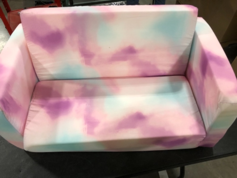 Photo 2 of Delta Children Cozee 2-in-1 Convertible Sofa to Lounger - Comfy Flip Open Couch/Sleeper for Kids, Pink Tie Dye
