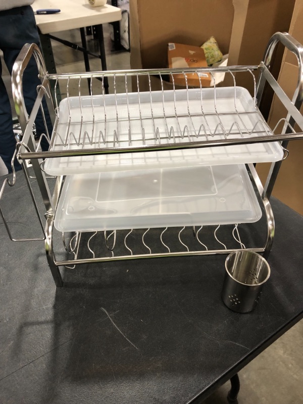 Photo 1 of Dish Drying Rack, 2 Tier Large Dish Rack Stainless Steel 