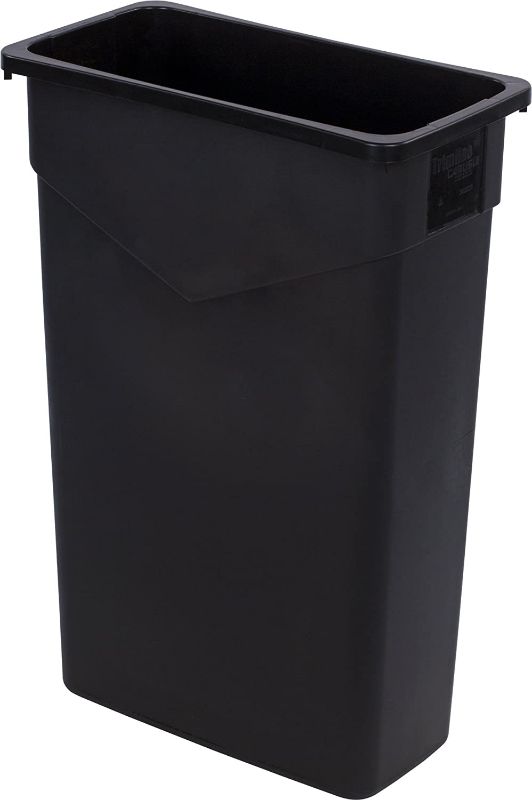 Photo 1 of Carlisle 34202303 TrimLine Rectangle Waste Container Trash Can Only, 23 Gallon, Black
