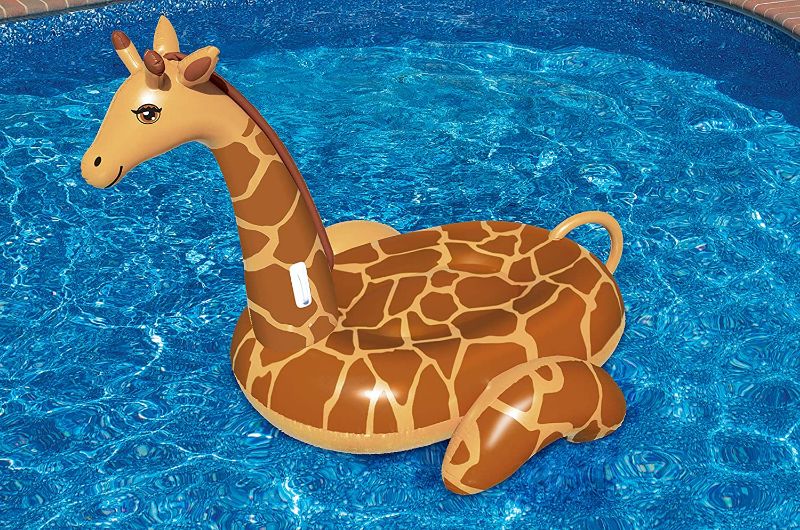 Photo 1 of Swimline Giant Inflatable Giraffe Ride-On Pool Float
