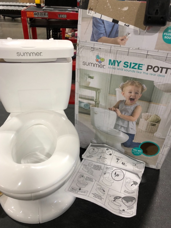 Photo 2 of Summer Infant My Size Potty, White - Realistic Potty Training Toilet Looks and Feels Like an Adult Toilet - Easy to Empty and Clean
