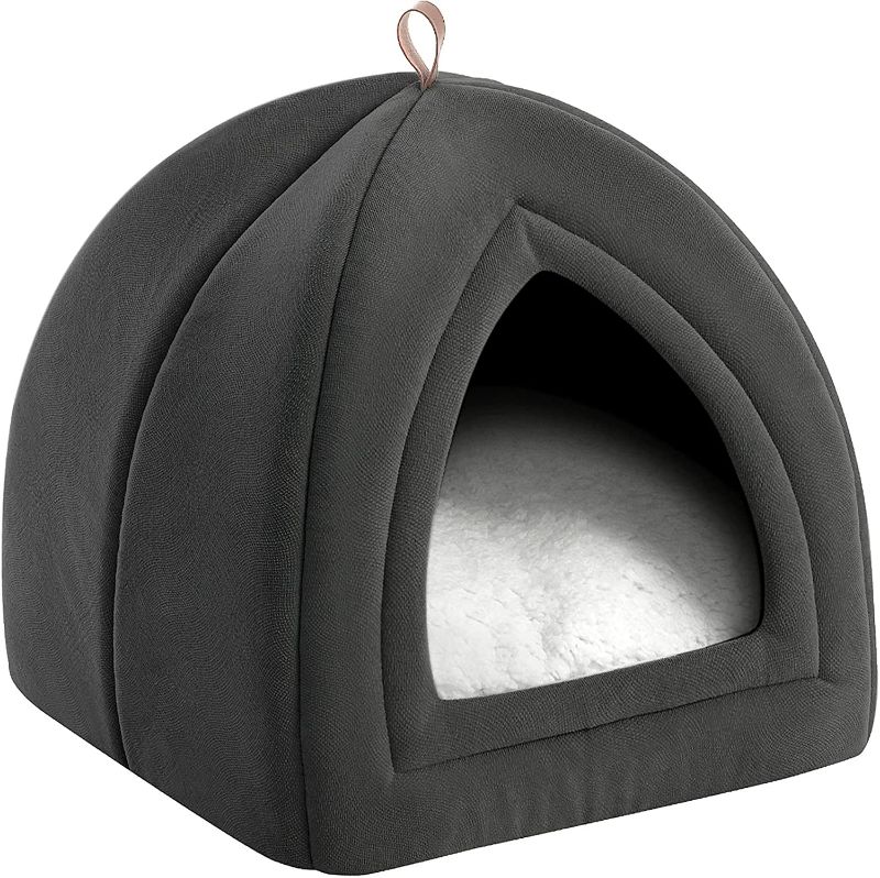 Photo 1 of Bedsure Cat Bed for Indoor Cats, Cat Houses, Small Dog Bed - 15/19 inches 2-in-1 Cat Tent, Kitten Bed, Cat Hut, Cat Cave with Removable Washable Cushioned Pillow, Outdoor Dog Tent Beds
