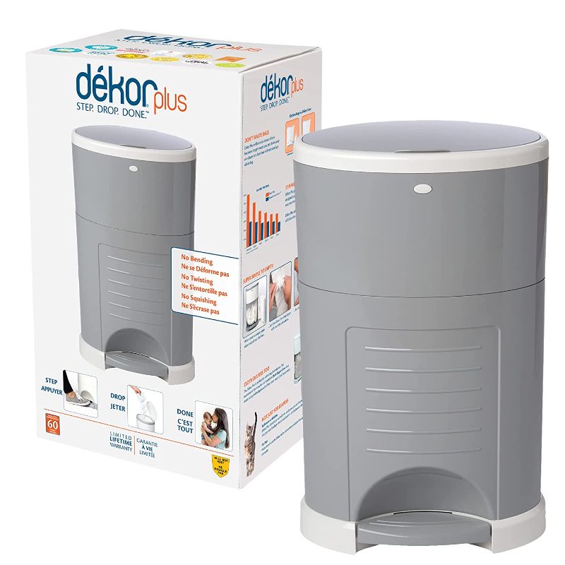 Photo 1 of Dekor Plus Hands-Free Diaper Pail | Gray | Easiest to Use | Just Step – Drop – Done | Doesn’t Absorb Odors | 20 Second Bag Change | Most Economical Refill System |Great for Cloth Diapers