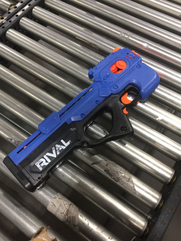 Photo 2 of Nerf Rival Charger MXX-1200 Motorized Blaster -- 12-Round Capacity, 100 FPS Velocity -- Includes 24 Official Nerf Rival Rounds -- Team Blue